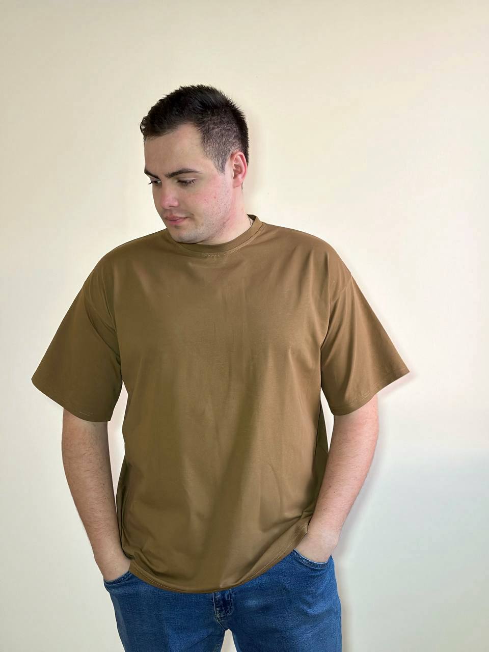 Коричневая футболка Oversize "ALLAZY" (койет) реальное фото